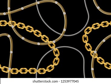 Seamless Golden Chain Pattern