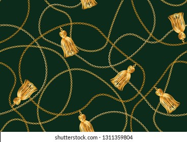 Seamless Golden Chain Pattern