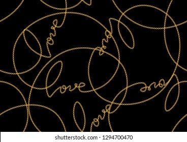 Seamless Golden Chain Pattern for Fashion Prints