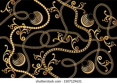 Seamless golden chain pattern for fashion prints.EPS10 Illustration.