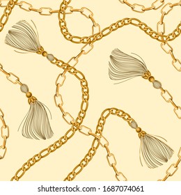 Seamless Golden Chain Pattern for Fashion Prints