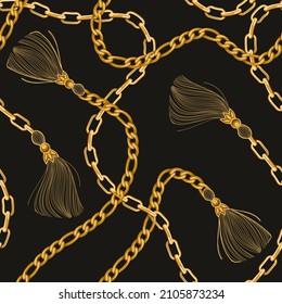 Seamless Golden Chain Pattern for Fashion Prints