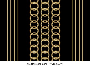 Seamless golden chain pattern on a black background. EPS10 Illustration.