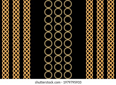 Seamless golden chain pattern on a black background. EPS10 Illustration.