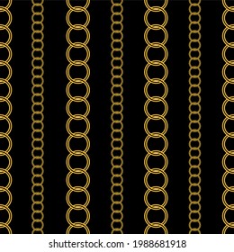 Seamless golden chain pattern on black background.EPS10 Illustration.