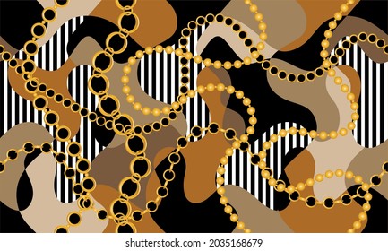 Seamless Golden Chain Pattern on Abstract. Vector Illustration.
