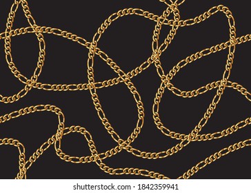 Seamless Golden Chain Pattern, Vector Design for Fashion Prints