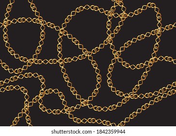 Seamless Golden Chain Pattern, Vector Design for Fashion Prints