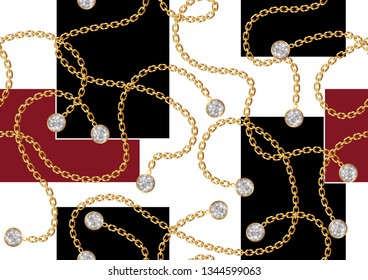 Seamless Golden Chain Patterns, Scarf Texture Design for Fabric Prints