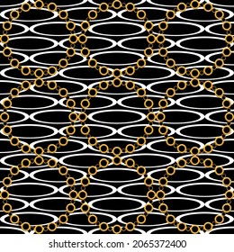 Seamless Golden Chains with Abstract Pattern. Vector design for fashion prints and backgrounds.
