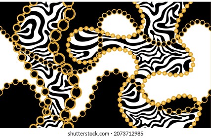 Seamless Golden Chains with Abstract Pattern. Vector design for fashion prints and backgrounds.