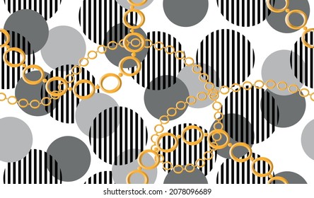 Seamless Golden Chains with Abstract Pattern. Vector design for fashion prints and backgrounds.