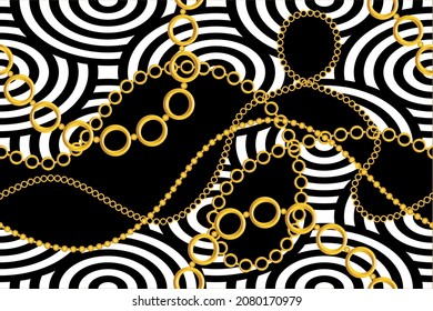 Seamless Golden Chains with Abstract Pattern. Vector design for fashion prints and backgrounds.