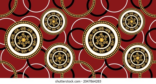 Seamless Golden Chains, Baroque Pattern. Vector design for fashion prints and backgrounds.
