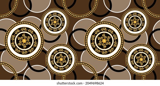 Seamless Golden Chains, Baroque Pattern. Vector design for fashion prints and backgrounds.
