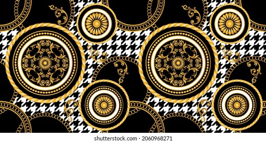 Seamless Golden Chains, Baroque Pattern. Vector design for fashion prints and backgrounds.
