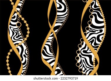 Seamless golden chains, belt pattern. Vector Illustration.