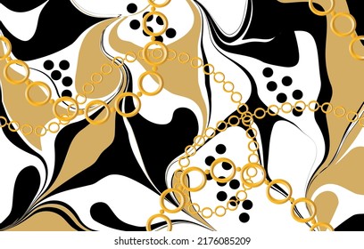 Seamless golden chains with decorative pattern. Vector Illustration.