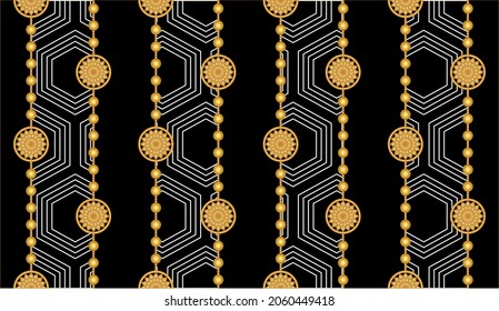 Seamless Golden Chains with Geometric Pattern. Vector Illustration.
