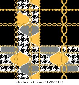 Seamless golden chains with geometric pattern. Vector Illustration.