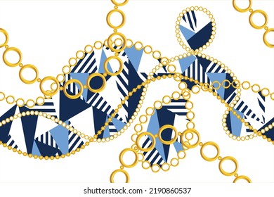 Seamless golden chains with geometric pattern. Vector Illustration.