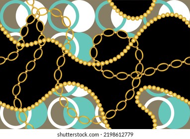 Seamless golden chains with geometric pattern. Vector Illustration.