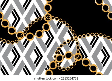 Cadenas doradas impecables con un patrón geométrico. Ilustración vectorial.
