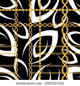 Seamless golden chains with geometric pattern. Vector Illustration.