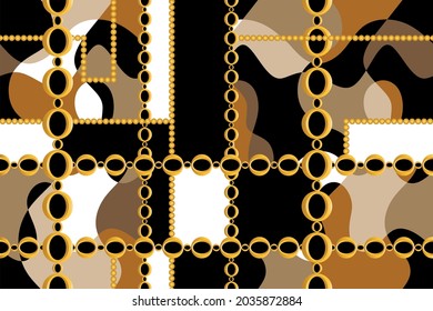 Seamless Golden Chains Pattern on Abstract. Vector Illustration.
