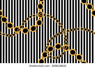 Seamless Golden Chains Pattern on Black. Vector Illustration.
