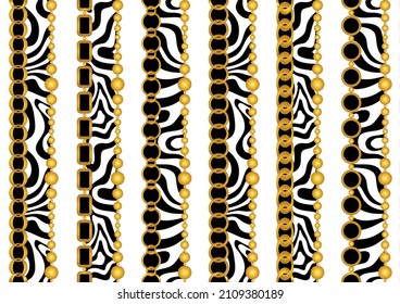 Seamless golden chains pattern on white. Vector Illustration.