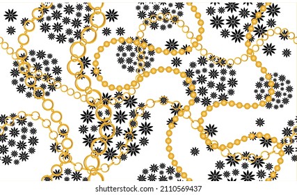 Nahtlose goldene Ketten Muster auf weiß. Vektorgrafik.