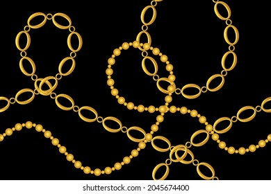 Seamless Golden Chains  Pattern. Vector Illustration.
