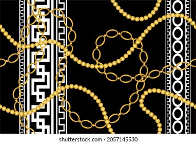Seamless Golden Chains Pattern. Vector design for fashion prints and backgrounds.
