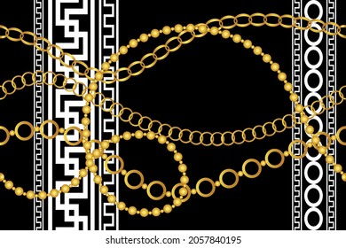 Seamless Golden Chains Pattern. Vector design for fashion prints and backgrounds.
