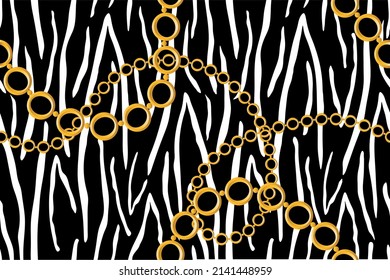 Seamless golden chains pattern. Vector Illustration.