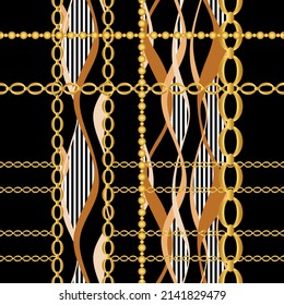 Seamless golden chains pattern. Vector Illustration.