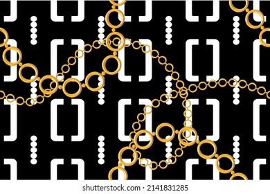 Seamless golden chains pattern. Vector Illustration.
