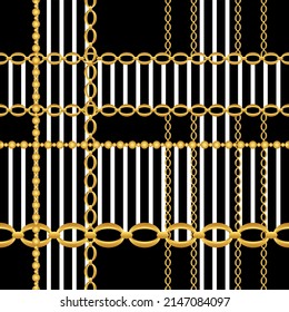 Seamless golden chains pattern. Vector Illustration.