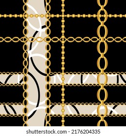 Seamless golden chains pattern. Vector Illustration