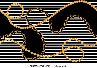 Seamless golden chains pattern. Vector Illustration.
