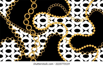 Seamless golden chains pattern. Vector Illustration.