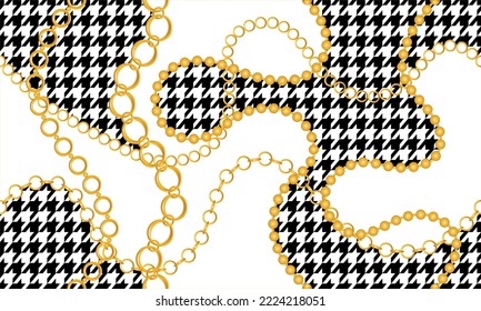 Seamless golden chains pattern. Vector Illustration.