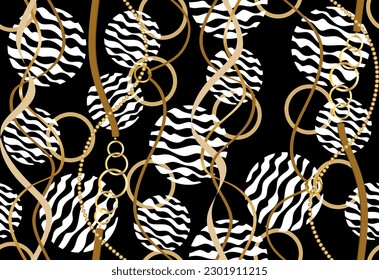 Seamless golden chains pattern. Vector Illustration.