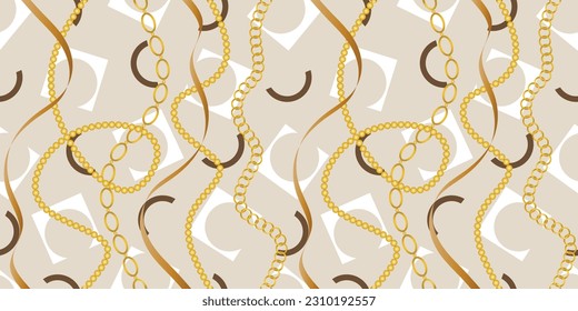 Seamless golden chains pattern. Vector Illustration.