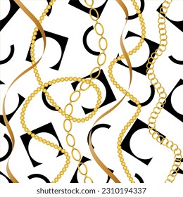 Seamless golden chains pattern. Vector Illustration.