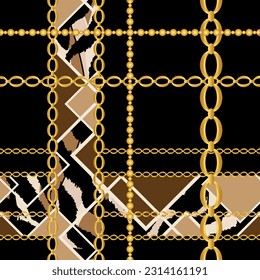 Seamless golden chains pattern. Vector Illustration.