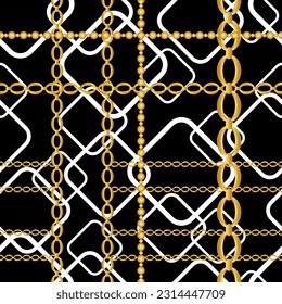 Seamless golden chains pattern. Vector Illustration.