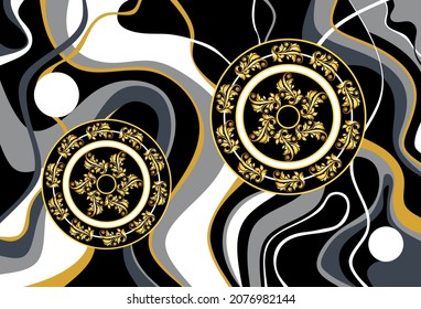 Seamless Golden Chains with Wavy line Pattern.  Vector design for fashion prints and backgrounds.