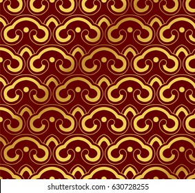 Seamless Golden Chinese Background retro curve cross round Japanese chain